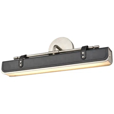 Kuzco Alora Valise Led 20-in Aged Nickel/tuxedo Leather Wall Vanity