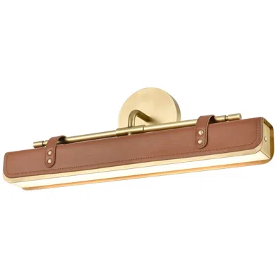 Kuzco Alora Valise Led 20-in Vintage Brass/cognac Leather Wall Vanity