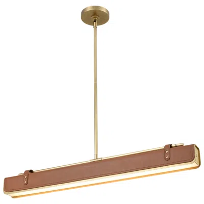 Kuzco Alora Valise Led 31-in Vintage Brass/cognac Leather Pendant