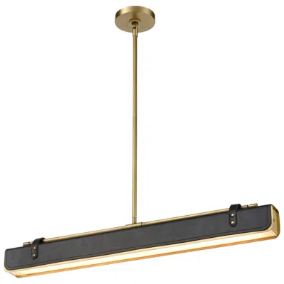 Kuzco Alora Valise Led 31-in Vintage Brass/tuxedo Leather Pendant