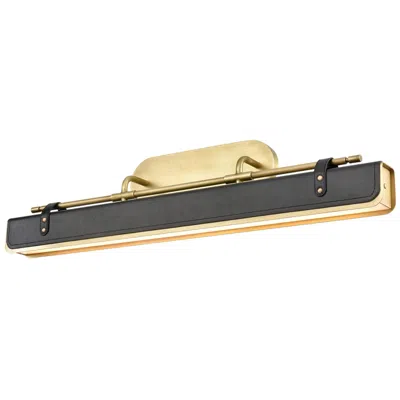 Kuzco Alora Valise Led 32-in Vintage Brass/tuxedo Leather Wall Vanity In Gold