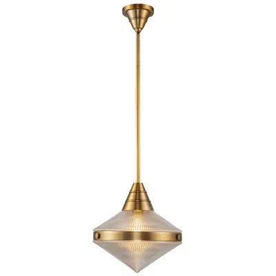Kuzco Alora Willard E26 14-in Vintage Brass/prismatic Glass Pendant