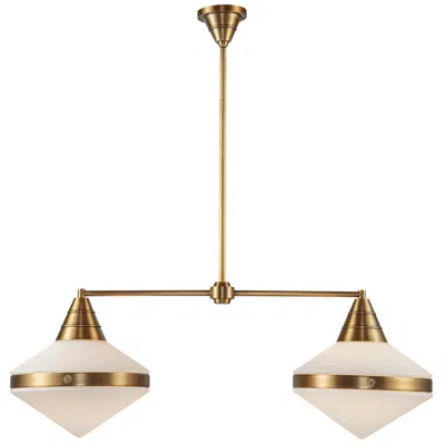Kuzco Alora Willard E26 41-in Vintage Brass/opal Matte Glass Linear Pendant
