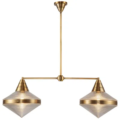 Kuzco Alora Willard E26 41-in Vintage Brass/prismatic Glass Linear Pendant