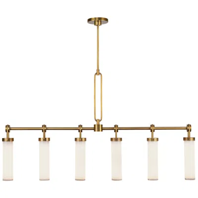 Kuzco Alora Wynwood E26 52-in Vintage Brass/glossy Opal Linear Pendant In Black