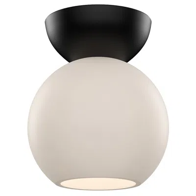 Kuzco Arcadia E26 6-in Black/opal Glass Semi-flush Mount