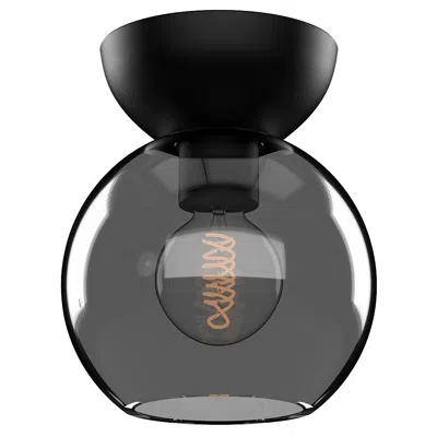 Kuzco Arcadia E26 6-in Black/smoked Semi-flush Mount