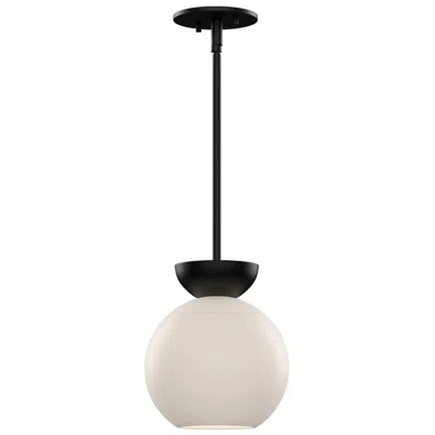 Kuzco Arcadia E26 8-in Black/opal Glass Pendant