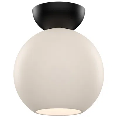 Kuzco Arcadia E26 8-in Black/opal Glass Semi-flush Mount