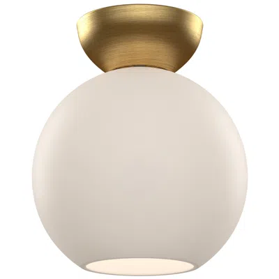 Kuzco Arcadia E26 8-in Brushed Gold/opal Glass Semi-flush Mount