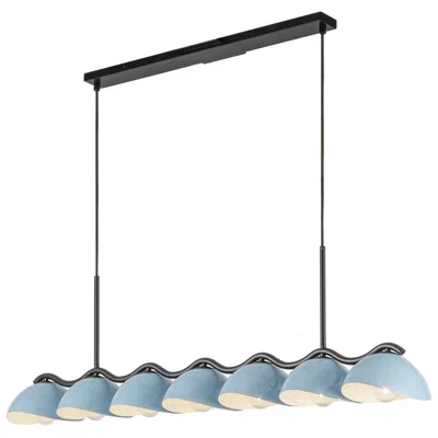 Kuzco Atlas E12 42-in Black/cerulean Linear Pendant