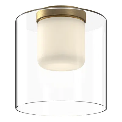 Kuzco Birch Led 9-in Brushed Gold/clear Flush Mount
