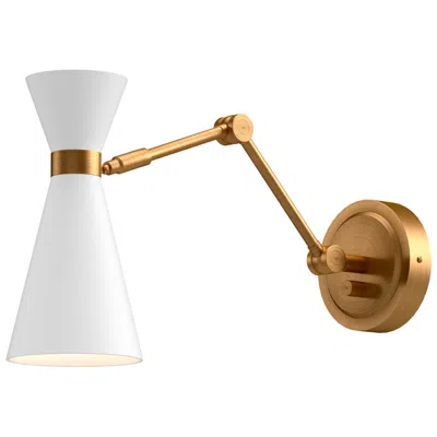 Kuzco Blake 12 1/4" High Aged Gold Wall Sconce With White Shade