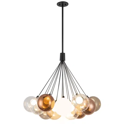 Kuzco Bolla 28-in Black Dimmable Led Chandelier With Mixed Glass