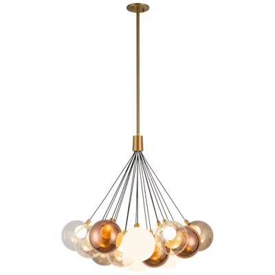 Kuzco Bolla 28-in Brushed Gold Dimmable Led Chandelier With Mixed Glass