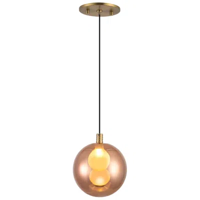 Kuzco Bolla 6-in Brushed Gold Dimmable Led Pendant With Copper Glass