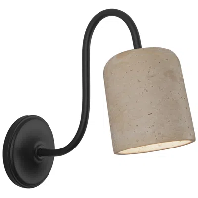 Kuzco Bromley 5-in Matte Black Wall/vanity Light With Natural Travertine Shade
