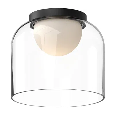 Kuzco Cedar Led 8-in Black/clear Flush Mount