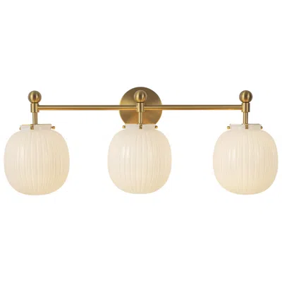 Kuzco Cherise 29-in Brushed Gold Bathroom Vanity Light W/glossy Ribbed Opal Glass