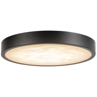 Kuzco Evelyn 7-in Alabaster Dimmable Led Flush Mount With Matte Black Finish