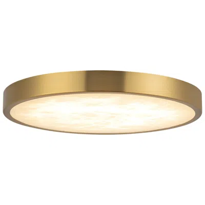 Kuzco Evelyn 9-in Alabaster Dimmable Led Flush Mount With Brushed Gold Finish