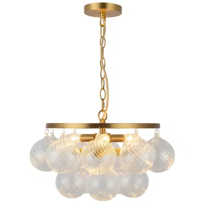 Kuzco Faye 18-in Brushed Gold Chandelier With Clear Ribbed Glass