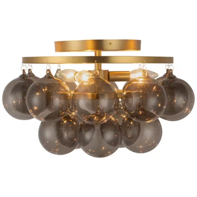 Kuzco Faye 18-in Brushed Gold Semi-flush Mount With Smoked Glass