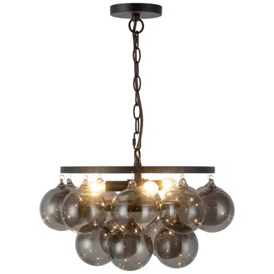 Kuzco Faye 18-in Matte Black Chandelier With Smoked Glass