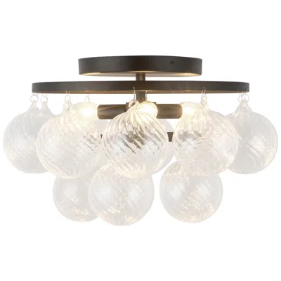 Kuzco Faye 18-in Matte Black Semi-flush Mount With Clear Ribbed Glass