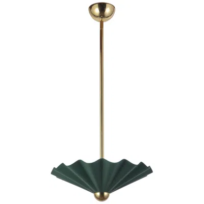 Kuzco Furrow 16-in Pine Green Dimmable Led Pendant
