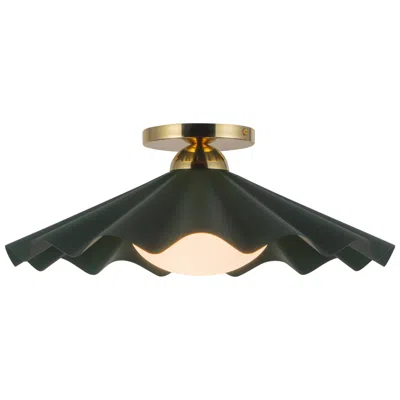 Kuzco Furrow 16-in Pine Green Semi-flush Mount