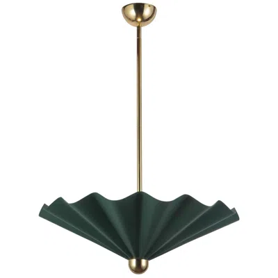 Kuzco Furrow 25-in Pine Green Dimmable Led Pendant