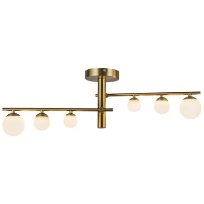 Kuzco Juniper Led 2 Head Brushed Gold/opal Glass Semi-flush Mount