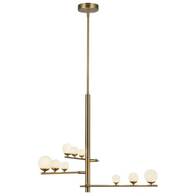 Kuzco Juniper Led 3 Head Brushed Gold/opal Glass Chandelier