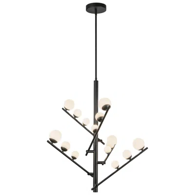 Kuzco Juniper Led 5 Head Black/opal Glass Chandelier