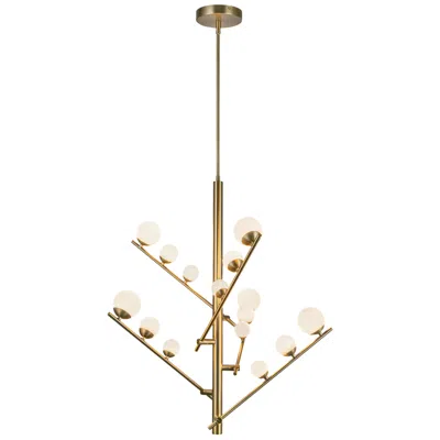 Kuzco Juniper Led 5 Head Brushed Gold/opal Glass Chandelier