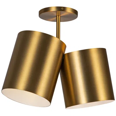 Kuzco Keiko E26 14-in Brushed Gold Semi-flush Mount