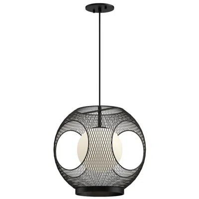 Kuzco Kona 13-in 1 Light Black/opal Glass Outdoor Pendant 60w