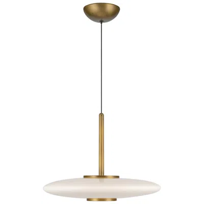 Kuzco Kyoto Led 18-in Vintage Brass/glossy Opal Glass Pendant