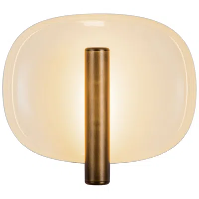 Kuzco Lustre 9-in Pearl White Dimmable Led Wall Sconce With Vintage Brass Finish