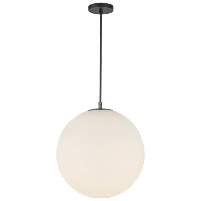 Kuzco Marco E26 16-in Black/opal Glass Pendant