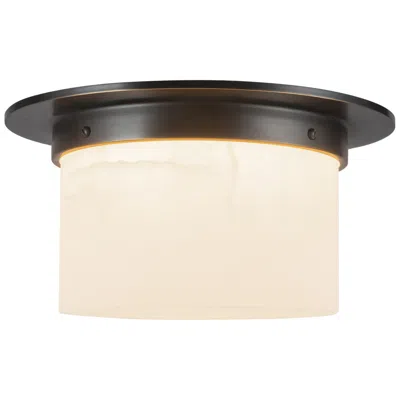 Kuzco Mineral 11-in Alabaster Cylinder Flush Mount With Urban Bronze Finish In Black