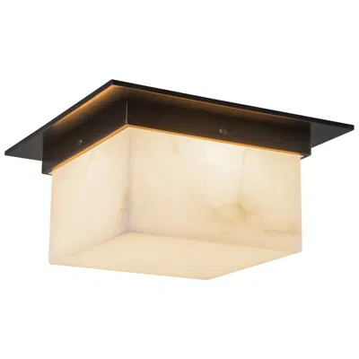 Kuzco Mineral 11-in Alabaster Flush Mount With Urban Bronze Finish