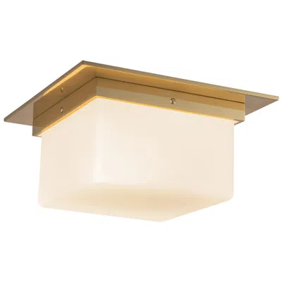 Kuzco Mineral 11-in Brass Flush Mount With Opal Glass