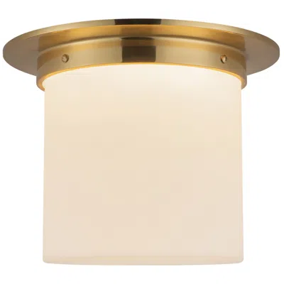 Kuzco Mineral 11-in Patina Brass Cylinder Flush Mount With Opal Glass