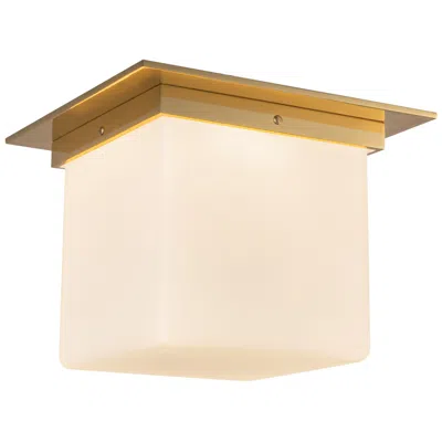 Kuzco Mineral 11-in Patina Brass Square Flush Mount With Opal Glass