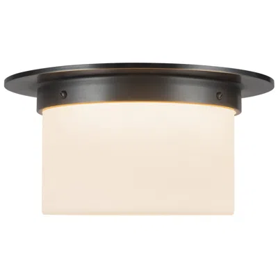 Kuzco Mineral 11-in Urban Bronze Cylinder Flush Mount With Opal Glass In Black