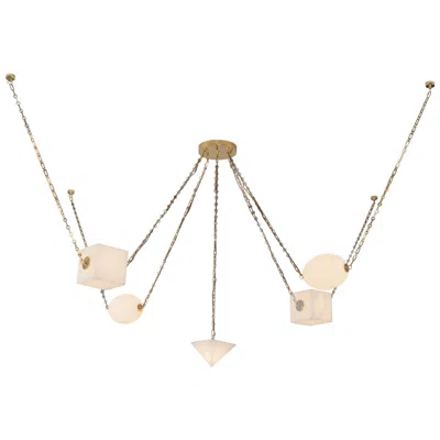 Kuzco Mineral 5-light Alabaster Dimmable Led Chandelier With Patina Brass Finish