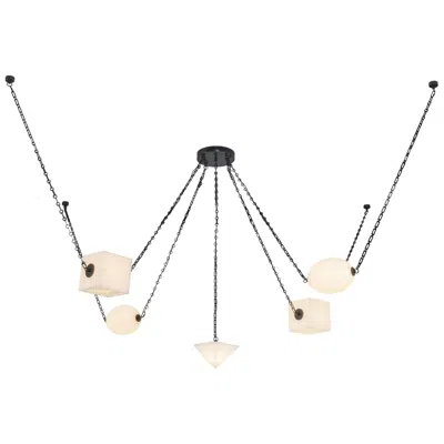 Kuzco Mineral 5-light Alabaster Dimmable Led Chandelier With Urban Bronze Finish