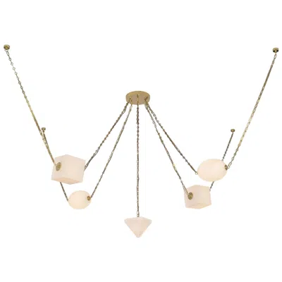 Kuzco Mineral 5-light Brass Dimmable Led Chandelier With Opal Glass